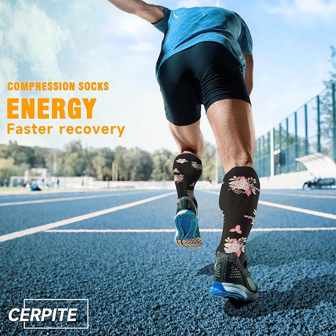cerpite Compression Socks for Women & Men Circulation 8 Pairs Compression Socks 20-30 mmhg Best for Running,Nurse,Travel
