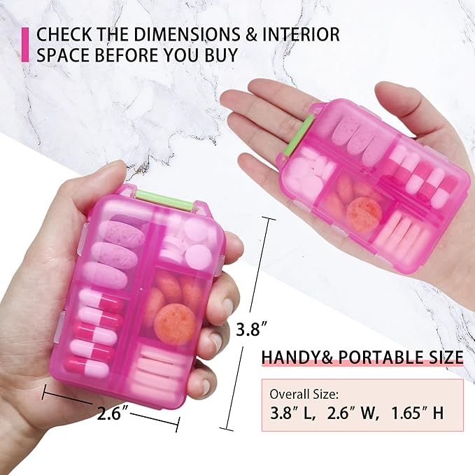 iouwei Large Pill Organizer with Medicine Labels - 7 Day Travel Daily Container, Mini Medication Storage Case (Grey, 161 Labels)