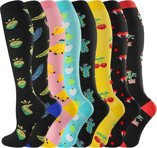 cerpite Compression Socks for Women & Men Circulation 8 Pairs Compression Socks 20-30 mmhg Best for Running,Nurse,Travel