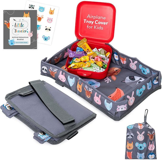 Little Traveler Airplane Tray Table Cover – Universal Fit & Easy Setup – Airplane Tray Cover Kids - Use in Buses, Trains, High Chairs I Plane Travel Essentials for Kids 1-5 Years