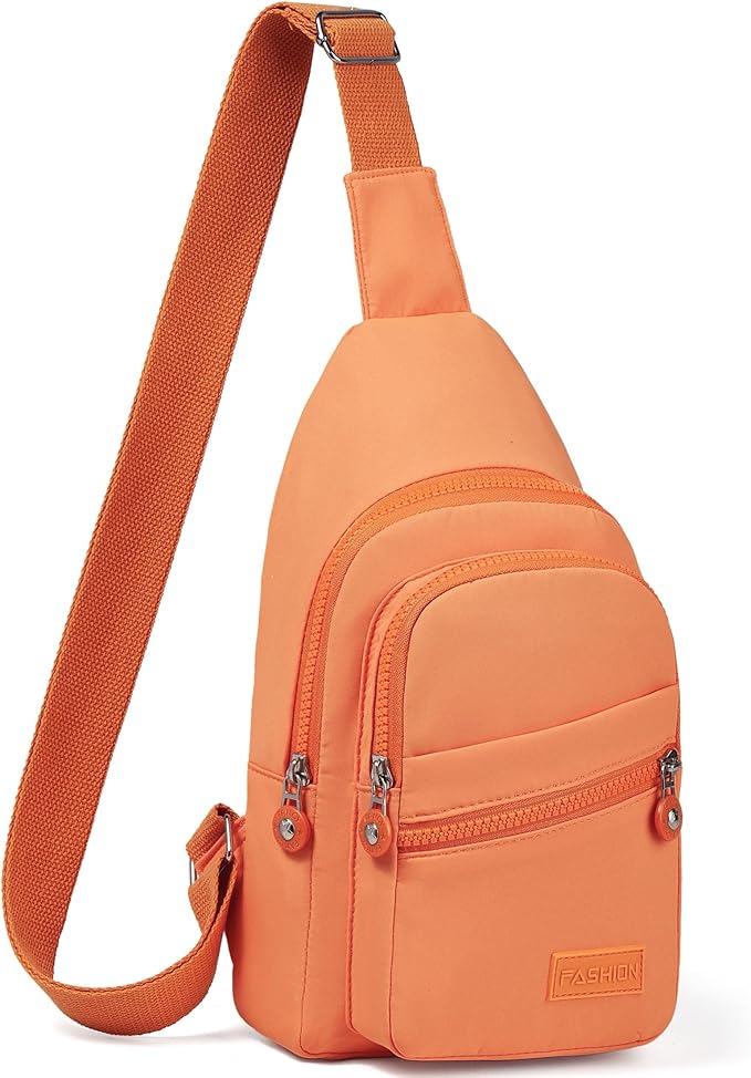 Banelu Small Sling Backpack Crossbody Bags for Women Men, Small Sling Bag Cross Body Bag Fanny Packs Crossbody Purses - Orange