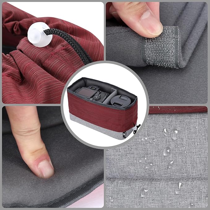 Koolertron Waterproof DSLR Camera Bag with Removable Insert, Adjustable Compartments, Fits in Camera Bags - Protective Case for DSLR/SLR Cameras & Accessories