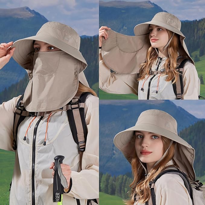 Sun Hat for Men Women with Neck Flap,UPF 50+ UV Protective Hiking Fishing Hats,Wide Brim Sun Hat for Women&Men