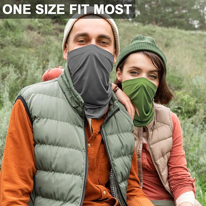 WOXVM 2 Packs Neck Gaiter Face Mask Scarf Gator Sun Cooling Balaclava Bandana Cover UV Protection Headwear for Men Women
