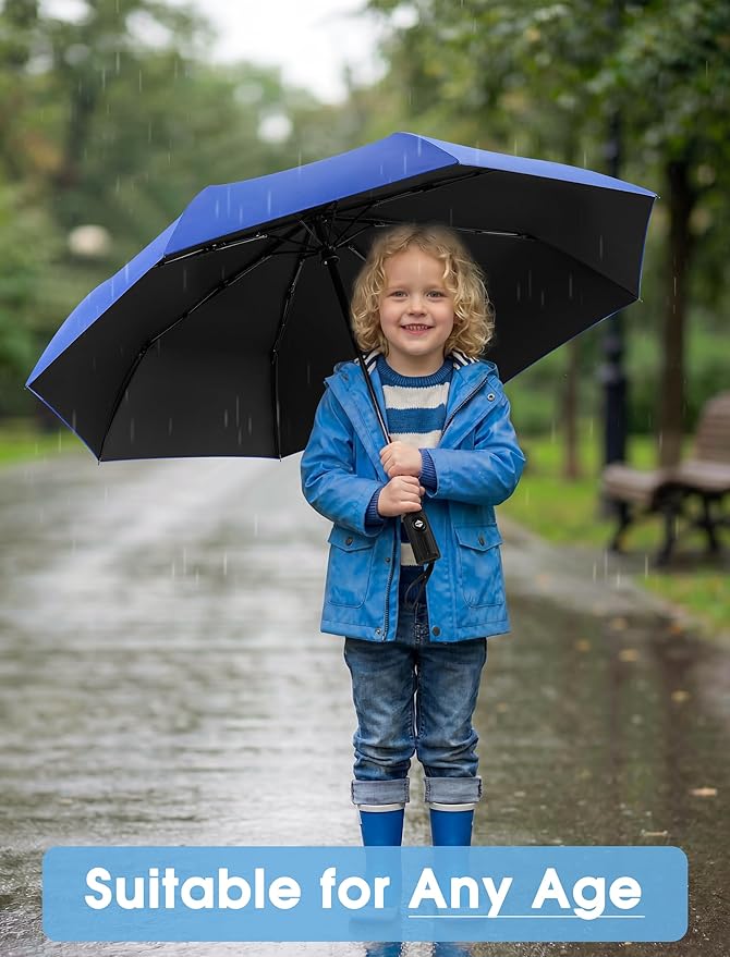 Yoobure Compact Travel Umbrella - Windproof Umbrellas for Rain, Small Portable UV Umbrella for Sun Protection, Folding Automatic Umbrellas in Lightweight for Car, Backpack, Walking, Kids, Women