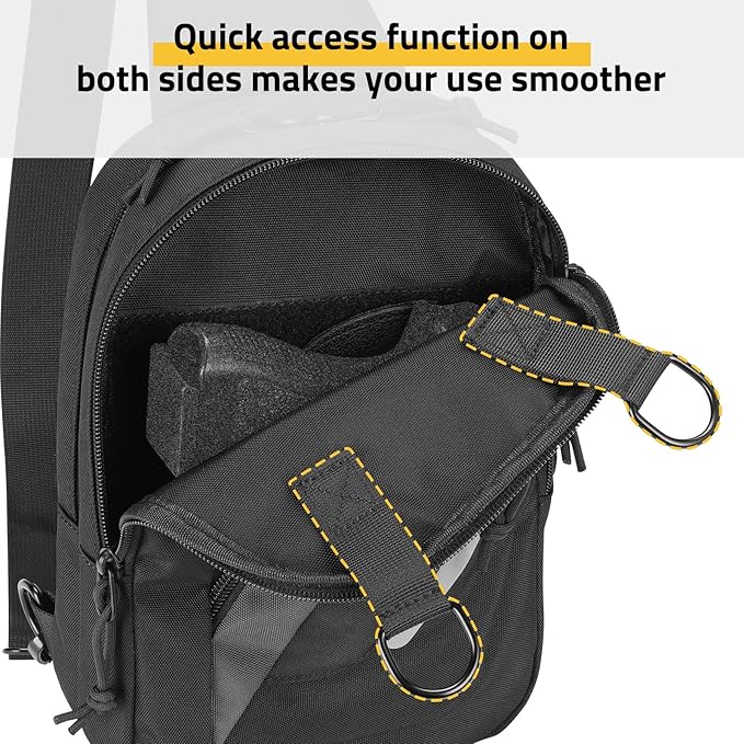 CVLIFE CCW Sling Bag for Men & Women, Tactical EDC Concealed Carry Chest Pack, Quick Draw Concealment Purse, Everyday Carry Crossbody Shoulder Bag for Travel, Hiking, Running & Daily Use, Black