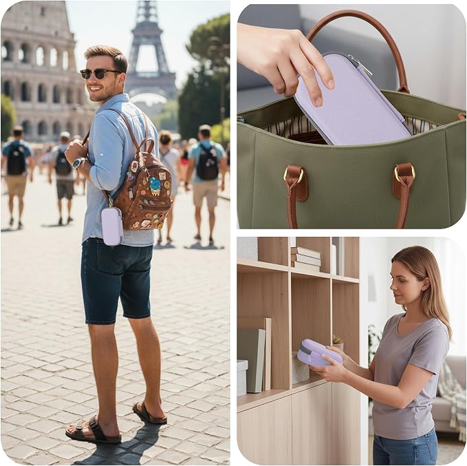 Double Eyeglasses Case,Hard Shell Glasses Case Travel Sunglasses Organizer with Adjustable Slot & Clip for Men Women