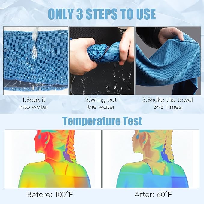 Cooling Towels for Neck and Face, 40x12’’ Soft Breathable Sweat Towels, Microfiber Sport Towel for Yoga, Gym, Workout, Running, Golf, Travel, Cooling Neck Wrap for Hot Weather