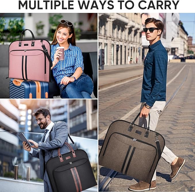 BALEINE Travel Garment Bag, Travel Suit Bag for Men, Water Resistant Carry on Garment Bag for Hanging Clothes, Garment Duffel Bag for Travel Business (Grey)