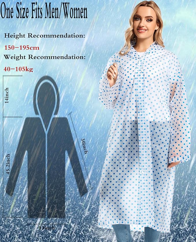 2PCS Rain Ponchos for Adults Reusable Rain Coats for Adults Rain Jackets Raincoats for Men Women
