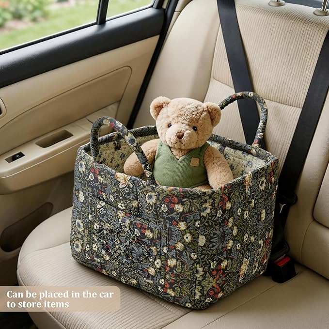 Floral Fabric Storage Basket Car Interior Storage Basket Underwear Sundries Laundry Baskets Supplies Home Organizer Bag (style 5)