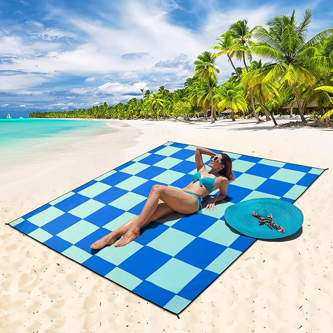 HIHOHO Beach Blanket Waterproof Sandproof Extra Large Beach Mat 79" X 83"/120"x108"for 1-8 Adults Quick Drying Durable Outdoor Picnic Mat for Beach Travel Camping Hiking