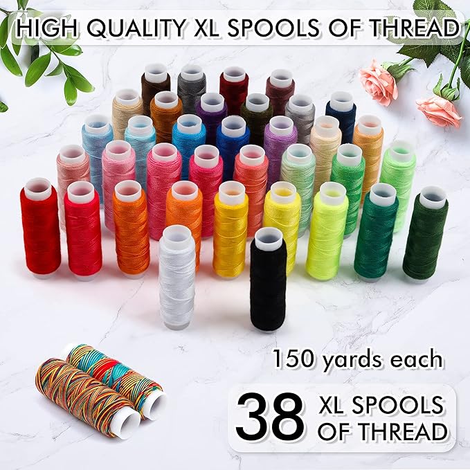 Sewing Kit, 182 Premium Sewing Supplies, 38 XL Thread Spools, Suitable for Traveller, Adults, Kids, Beginner, Emergency, DIY and Home By Inscraft