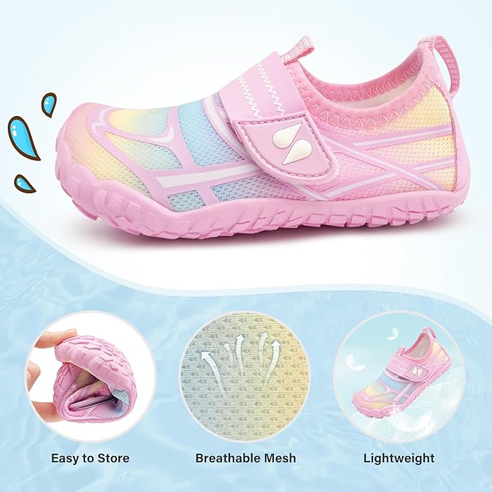 Stelle Kids Water Shoes Wide Toe Box Barefoot Quick Dry Non-Slip Aqua Shoes for Boys Girls Toddler Beach Swim Pool