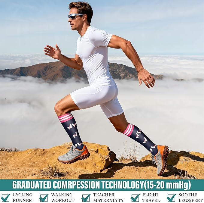 Acture 6 Pack Compression Socks for Women and Men - Knee High for Medical, Running, Nurses, Travel