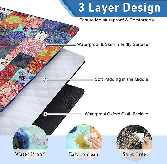 Supfitness Extra Large Picnic Blankets Waterproof Foldable (80 "x 80") Beach Blanket Waterproof Sandproof,3-Layer Thicking Mat Outdoor Packable Camping Blanket
