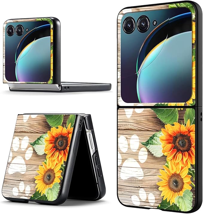 for Motorola Razr Plus 2025 Case,for Razor Plus 2025 Phone Case Cute Slim Hard PC Ultra-Thin Anti-Scratches Shockproof Protective Cover,Sunflower Wood Paw