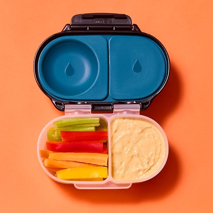 b.box Snack Box - Leakproof Mini Bento Box for Kids & Toddlers, 2 Compartment Snack Containers for Kids, Lunch Containers, Dishwasher Safe, BPA Free, PFAS Free, Ages 4m+, 1 3/4 Cup - Night Vision