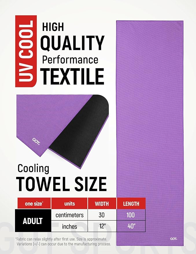 GOT Sports Cooling Towel (40" x 12") – Instant Cooling Neck & Face Wrap, Sweat Towel for Gym, Workout, Running & Extreme Heat
