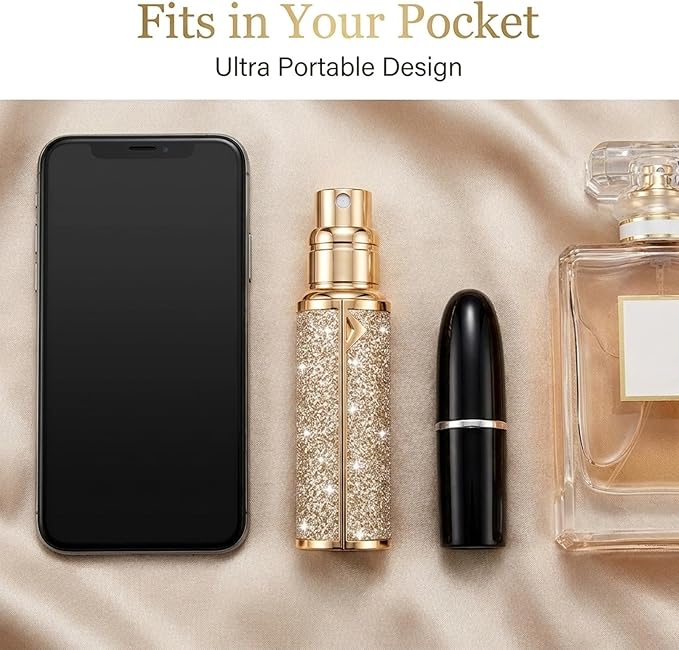 Travel Perfume Bottle Refillable,5ml Atomizer Travel Size,Valentine's Day Gift Portable Empty Spray Bottle Dispense Filling Atomizer,Leak-Proof TSA Perfume Travel Bottle