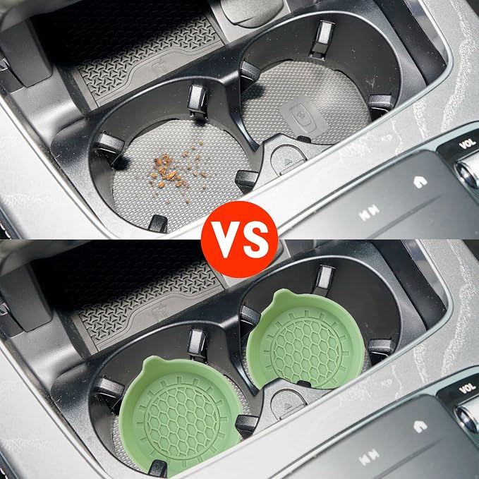 Amooca Automotive Cup Holders Universal Car Cup Coaster Waterproof Non-Slip Sift-Proof Spill Holder Car Interior Accessories 2 Pack Tea Green