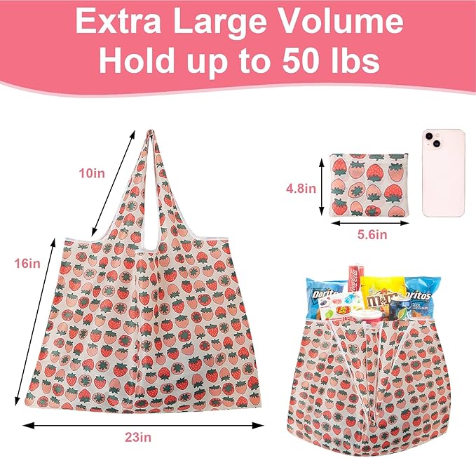 ZooviHyvi Extra Large 50lbs Foldable Reusable Shopping Bags kitchen reusable grocery bags Washable Polyester Bags in Pocket