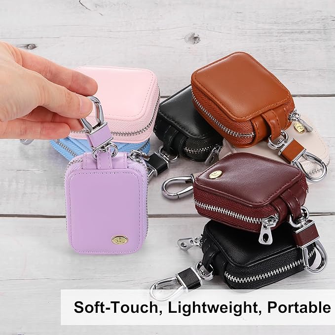 HARFINGTON Earbuds Cases, Earphone Case Holder, PU Leather Ear Buds Case Zipper Organizer Small with Mesh Pocket for USB Cable, Wireless Wired Earphones, Purple