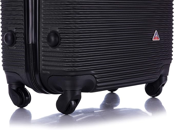 InUSA ROYAL Hardside Luggage Set with Spinner Wheel | Spacious Travel Suitcases with Ergonomic GEL Handle and Studs | (20/28/32) 3 Piece Luggage Set | Black