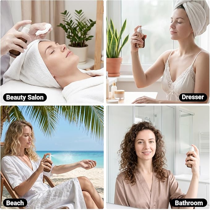 Segbeauty 1oz Fine Mist Glass Travel Size Spray Bottles Refillable, 4pcs Square Black Perfume Pump Bottles with Round Cap, 30ml Empty Cologne Bottle Atomizer, Portable Liquids Container for Travel