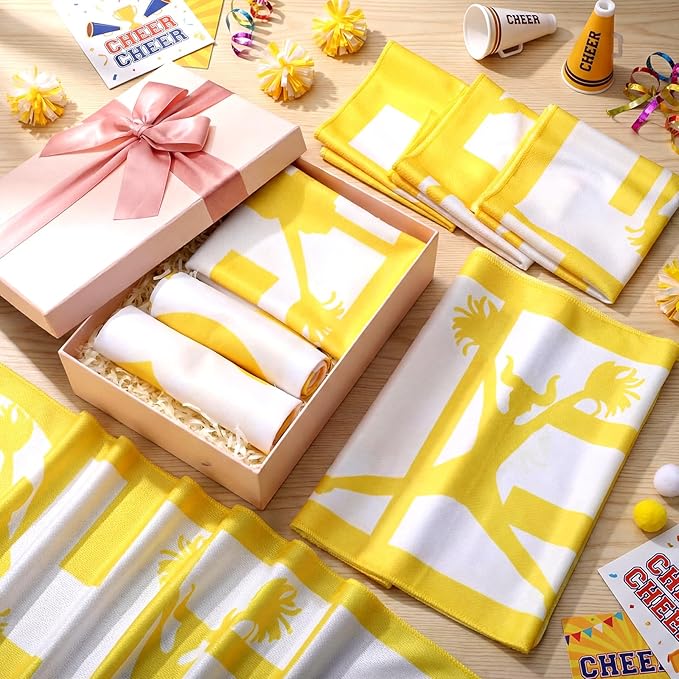 12 Pcs Cheerleader Cooling Towel Cheer Gifts Bulk for Team Cheer Sports Gifts with Bags 40" x 12" Breathable Chilly Microfiber Cooling Towel for Yoga Sport Gym Party Favor (Yellow)
