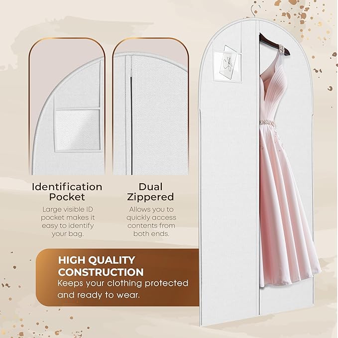 White Suit, Dress and Gown Garment Travel Bags - 54" x 24" - With Large Window