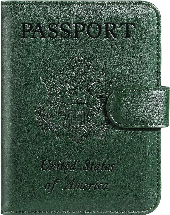 Passport Holder Cover Wallet RFID Blocking Leather Card Case Travel Accessories for Women Men (Atrovirens)