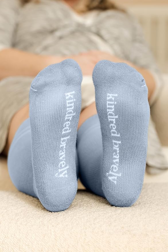 Kindred Bravely Compression Socks 2-Pack | Graduated Compression Socks for Circulation Pregnancy Travel (Stone Blue & Black, Large)