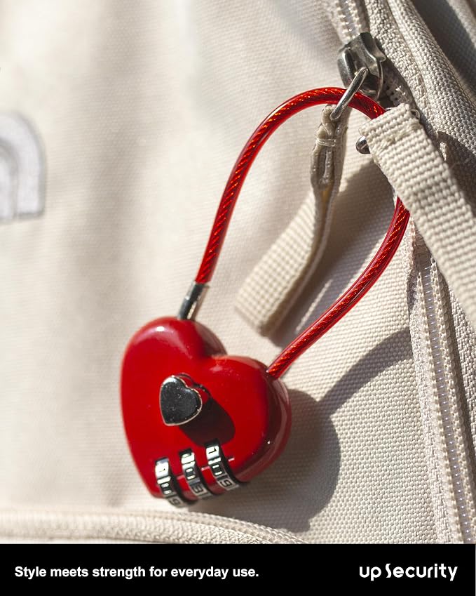 Small Combination Padlock, Cable Locks with Combination, Cute Padlock with Number, Combo Cable Lock for Luggage, Suitcase, Gym Locker, Backpack Zipper, Bag, Toolbox, Helmet, Travel Safe