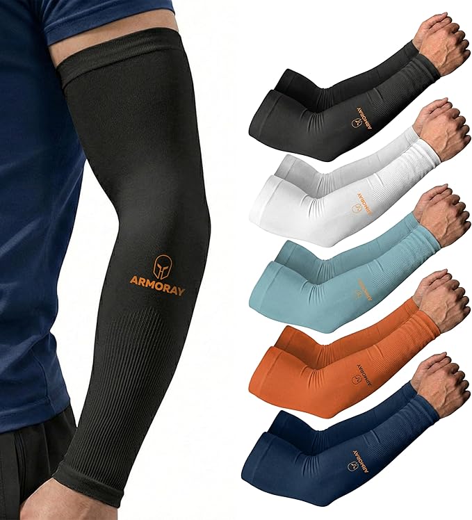 ARMORAY Arm Sleeves for Men and Women - UV Sun Protection Cooling Compression - Tattoo Cover Up Sleeve for Daily Wear & Work