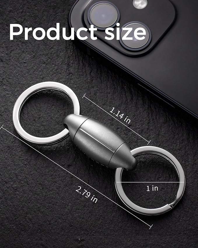 FEGVE Titanium Quick Release Swivel Keychain, Pull Apart Detachable Keychain Heavy Duty Car Key Holder with Key Rings