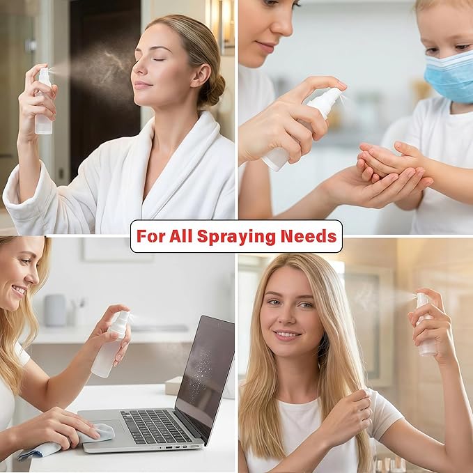 360° Angle Work - Small Spray Bottle | 1.7oz/50ml - Mini Spray Bottle - TSA Approved Travel Bottle | Portable Refillable Leak Proof | For Perfume Toner Hair spray Facial Moisturizing | 1.7oz/50ml-PK 2