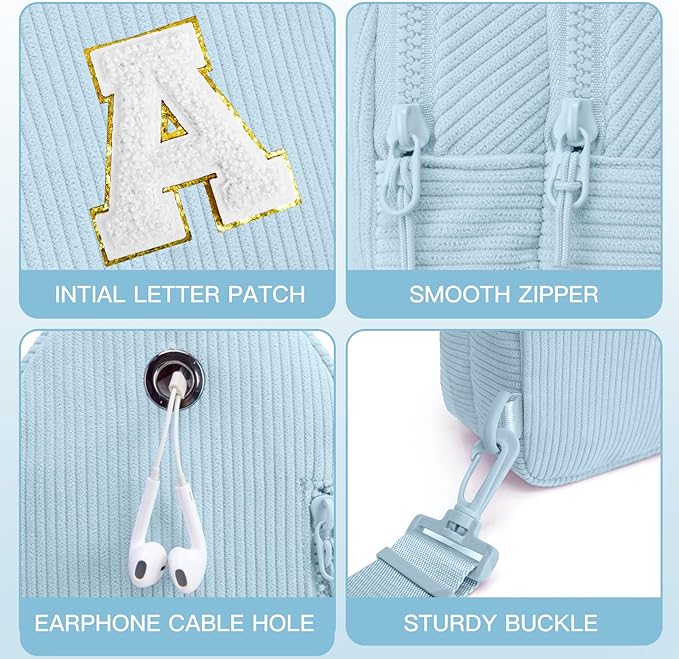 Viverte Small Corduroy Sling Bag Initial Crossbody Bag Fanny Pack for Girls Personalized Birthday Gifts for Teen Girls Gifts