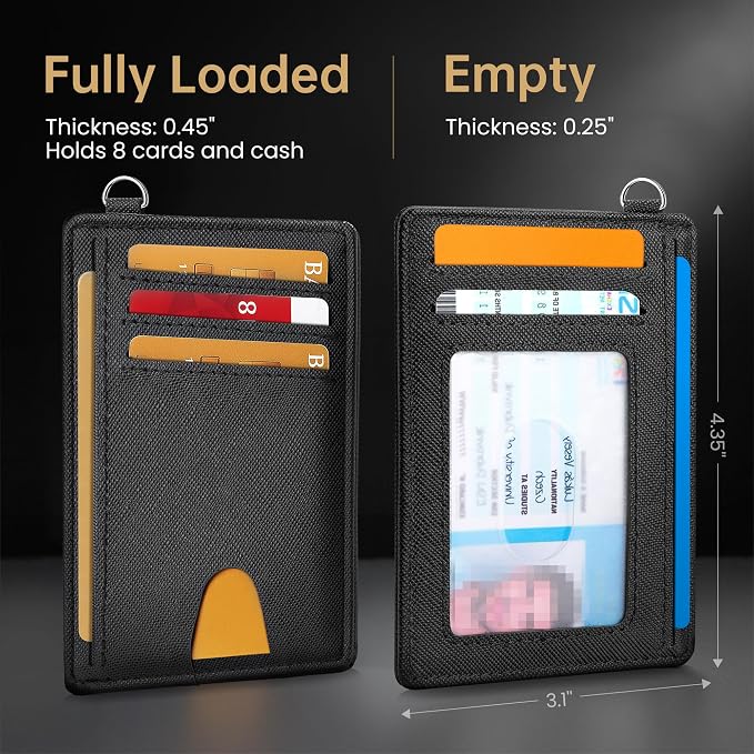 Mayski Slim Wallet, Credit Card Holder for Women, Minimalist Front Pocket RFID Blocking Card Cases, Small Wallet Women Men(Cross Black)