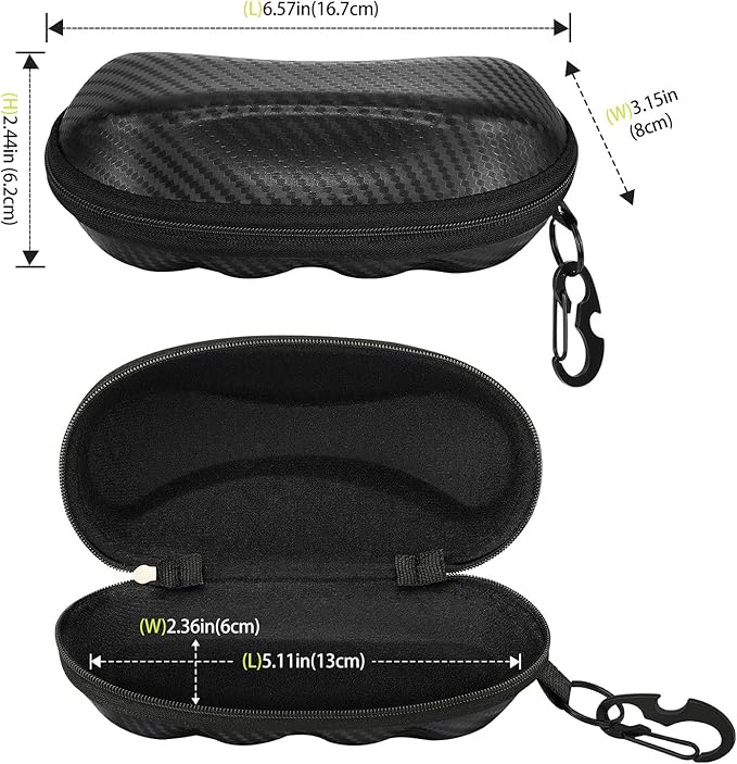MoKo Semi Hard Shell Sunglasses Case, Unisex Protective Eyeglass Case Glasses Case Holder with Metal Hanging Hook