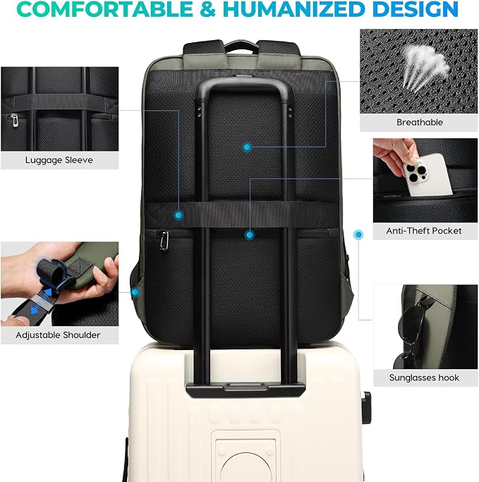 BANGE Men's Laptop Backpack for 17.3Inch Notebook,Airline Approved Travel Backpacks,Business High Tech Backpack with Water Bottle, Work Business Backpacks for Men and Women