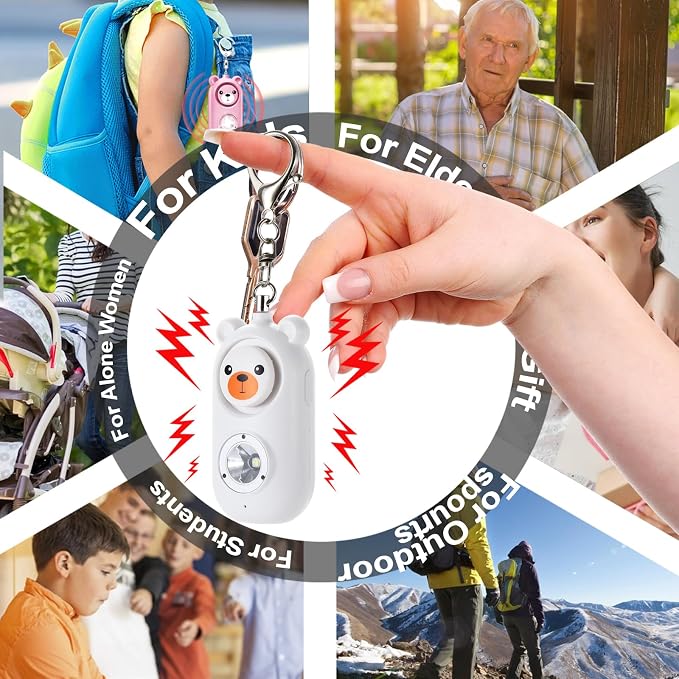 130dB Rechargable Personal Safety Alarm for Women, Safe Alarm Protection Keychain with Strobe Light, Security Siren Self Defense for Students, Girls