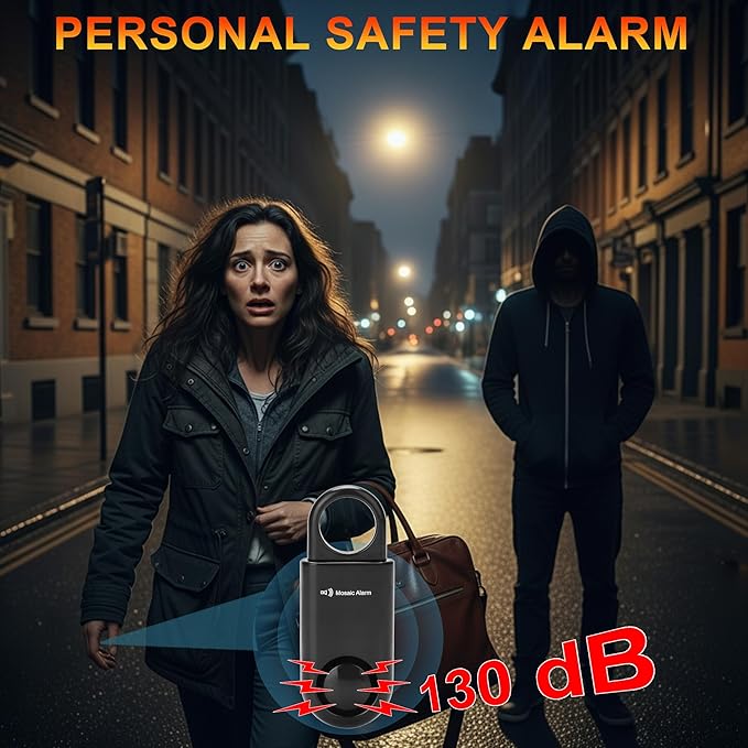 2 Pack Personal Safety Alarm Replaceable Battery | Ultra-Lightweight 0.7 oz Keychain Siren for Women, Student, Children, Night Runner. SOS Emergency 130db Loud Hiking Alert Bulky-Free. Black
