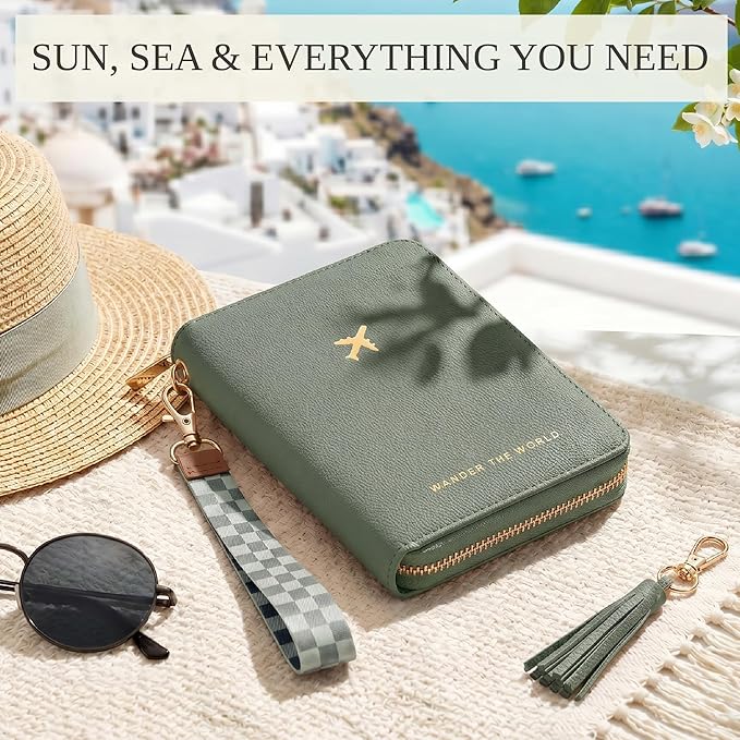 Beautiful Passport Holder for Travel with Wristlet Strap - All-in-One Wallet for Women with Card Slots and Tassel Keychain - Perfect RFID Blocking Case to Keep Your Travel Documents Organized & Safe
