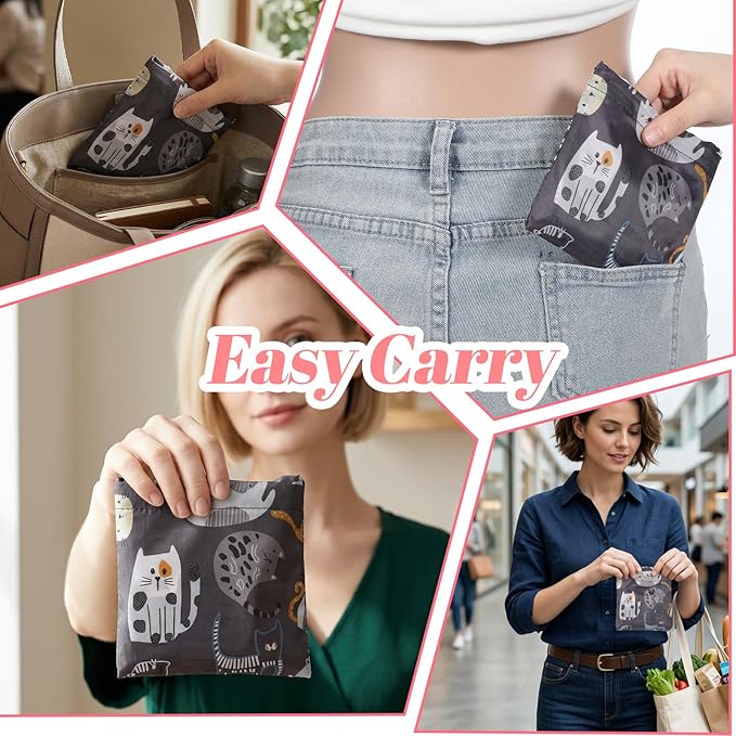 2 Pcs Foldable Shopping Bag Reusable Grocery Bags Extra Large Foldable Shopping Bag Washable Polyester Bags in Pocket