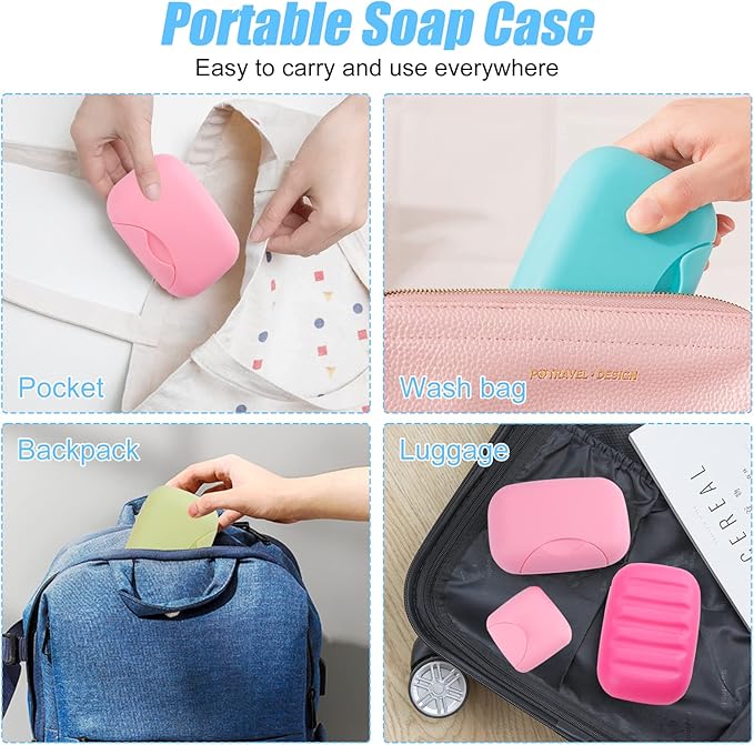 RETON 4 Pcs Travel Soap Container, Portable Soap Holder Dish, Plastic Shampoo Bar Box Case for Bathroom, Shower, Camping, Gym, Outdoor, Hiking, Home (2 Small+2 Large)