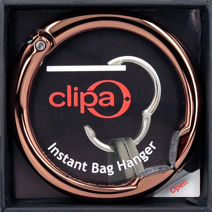 Clipa Bag Hanger - The Ring that Opens Into a Hook, Closes Automatically | Hangs Almost Anywhere in Just 1/2" of Space | Holds 33 lbs | 9 Styles | 3 yr Warranty