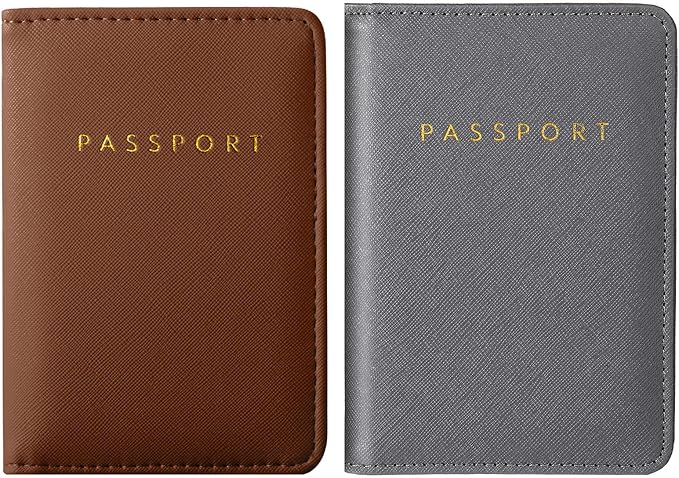 2 Pcs Passport Cover Holder for Travel Waterproof Leather Passport Wallet Case Book Travel Cruise Essentials for Women Men | 2 Pieces