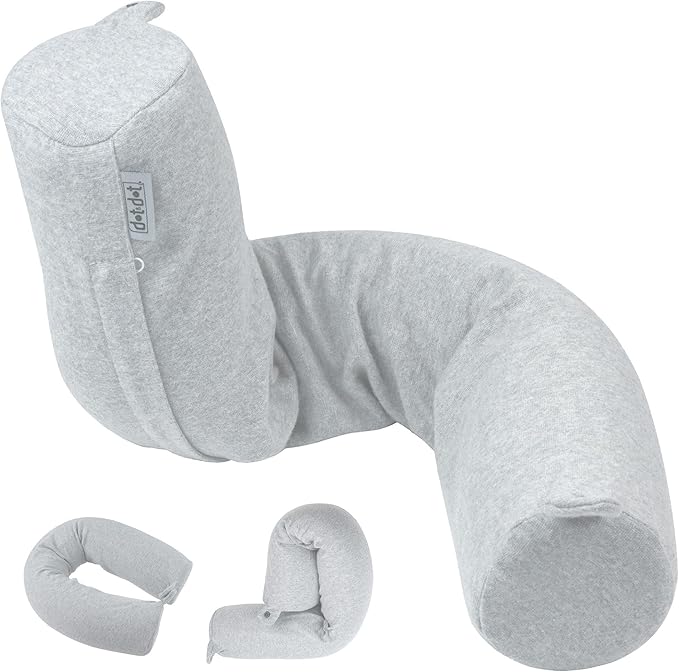 Dot&Dot Twist Memory Foam Travel Pillow, Bendable Neck Pillow for Airplane, Car and Home, Airplane Pillow for Neck Support, Chin, Lumbar and Leg, Adjustable Neck Roll Pillow