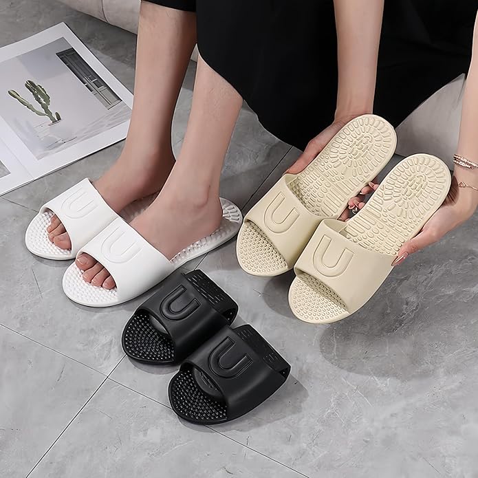 Shower Shoes Travel Foldable Portable Non Slip Slippers for Hotel Guests Swimming Spa Unisex Men Women Lightweight EVA Bathroom Slides Quick Drying Water Resistant Footwear